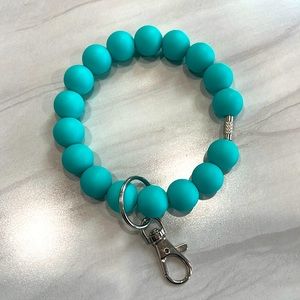 Turquoise Silicone Bead Key Ring
